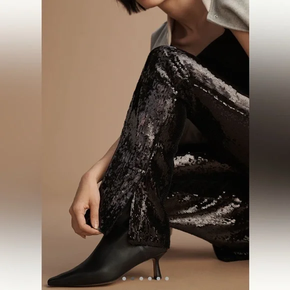 Anthropologie NWT Sz SM lined sequin leggings/pants; sold out, top rated @anthro - Picture 4 of 16